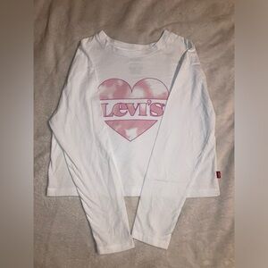Levi’s Pink Heart White Long Sleeve Shirt